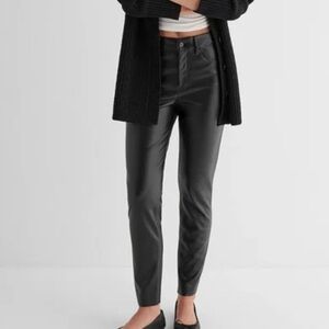 Express Women 4R Black Faux Leather Biker Grunge Stretch High Rise Ankle Legging